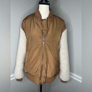 BB Dakota Tan Quilted Bomber Jacket